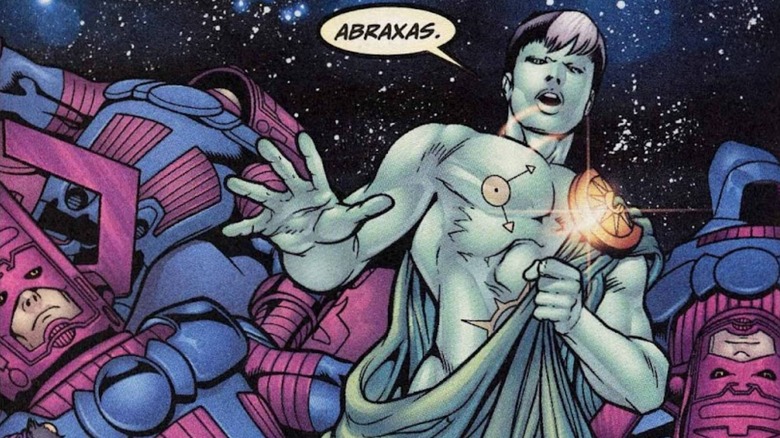 Abraxas surrounded by dead Galactuses in Marvel Comics