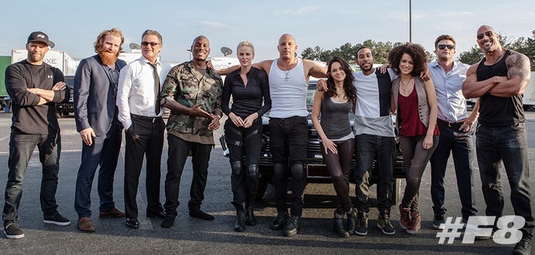 The Fate of the Furious Super Bowl spot / BTS group shot