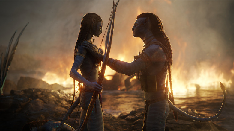 Sam Worthington and Zoe Saldana in Avatar: The Way of Water