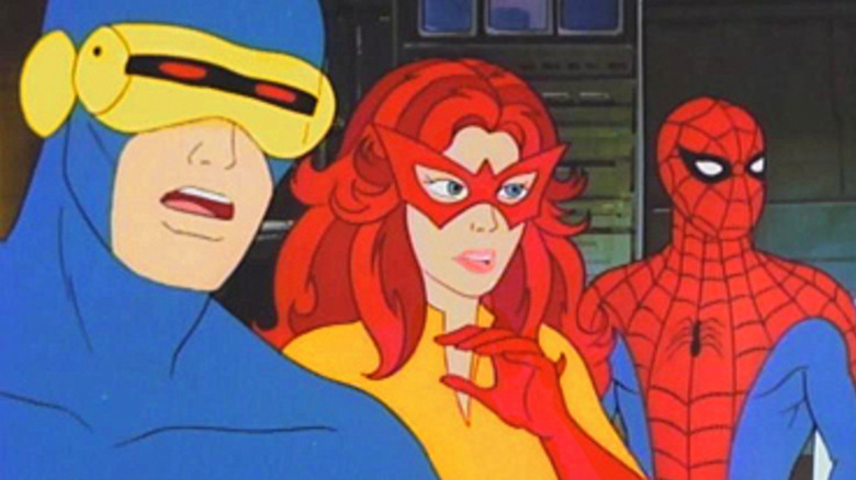 Cyclops, Starfire, and Spider-Man standing together in Spider-Man and His Amazing Friends