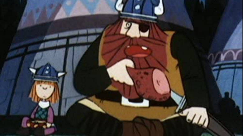 Vicke the Viking, Vicke sits while Halvar eats