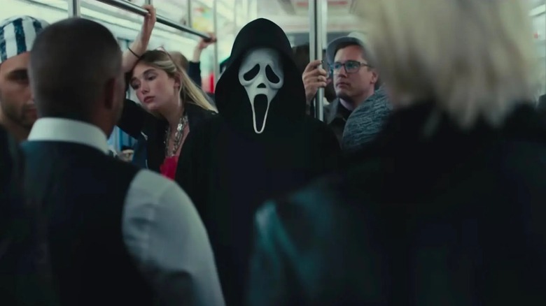 Ghostface on a subway in Scream VI
