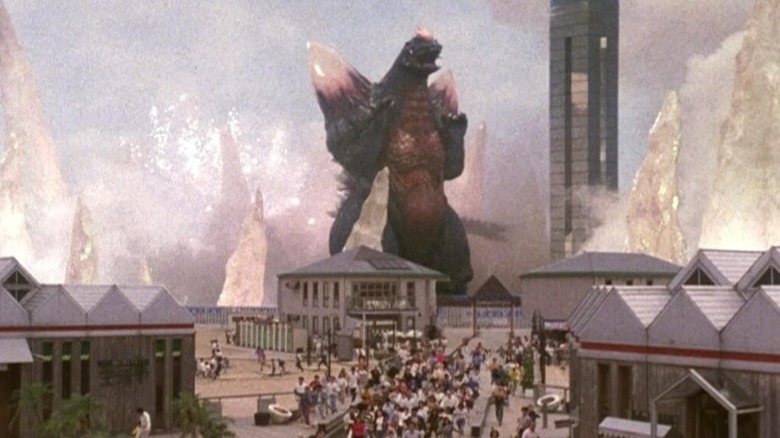 SpaceGodzilla attacking a city in Godzilla vs. SpaceGodzilla