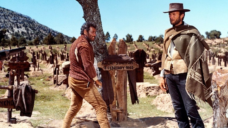 Blondie and Tuco at Sad Hill Cemetery