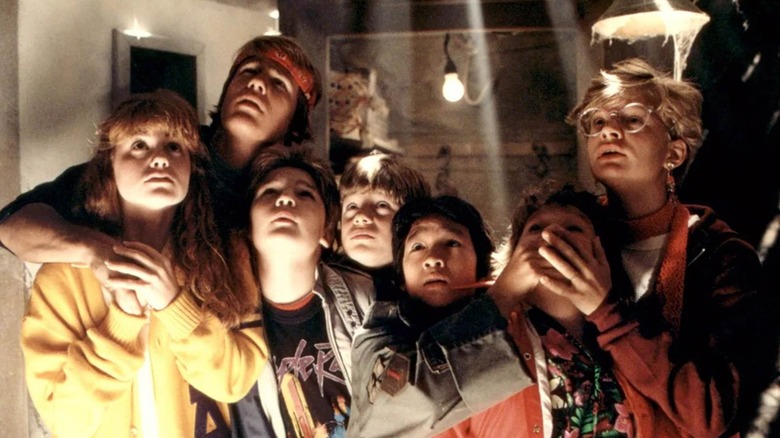 The Goonies together hiding