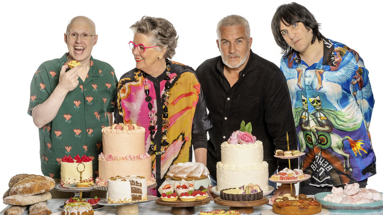 Matt Lucas, Prue Leith, Paul Hollywood, and Noel Fielding in The Great British Baking Show