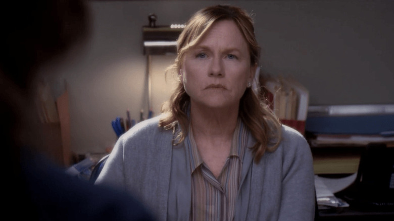 Dr. Wyatt listening to Meredith in her office on Grey's Anatomy