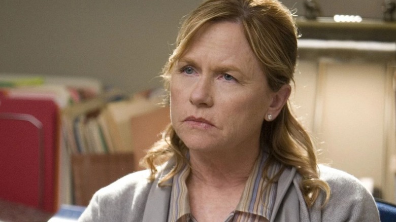 Dr. Wyatt looking disapproving in her office on Grey's Anatomy