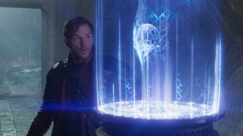 Star-Lord eyeing the orb in Guardians of the Galaxy