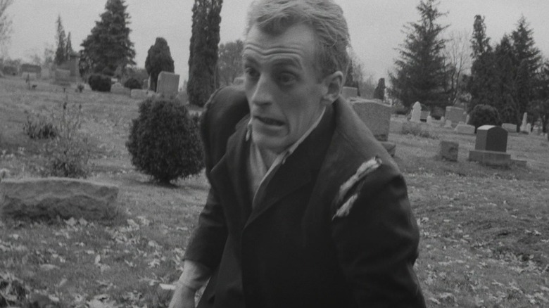 A goul in a cemetary in Night of the Living Dead