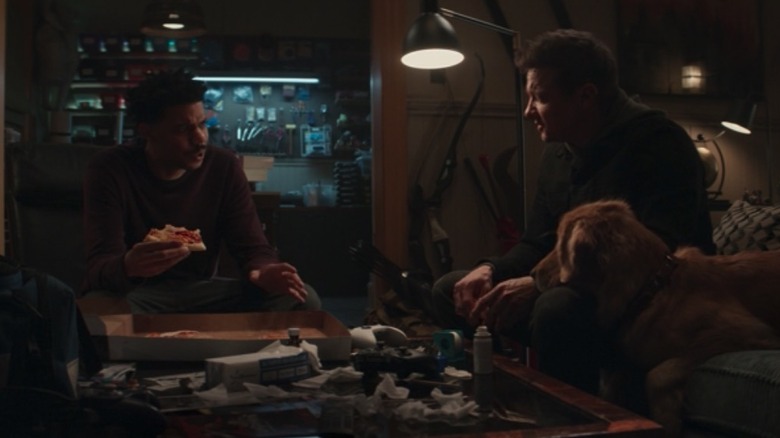 Clayton English and Jeremy Renner in Hawkeye