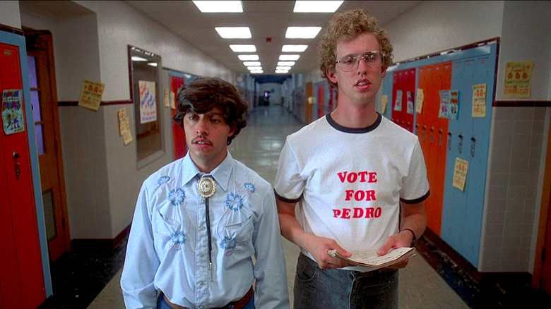 Napoleon Dynamite and Pedro go looking for votes