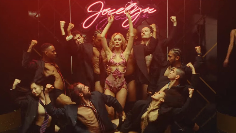 Lily-Rose Depp surrounded by dancers in The Idol