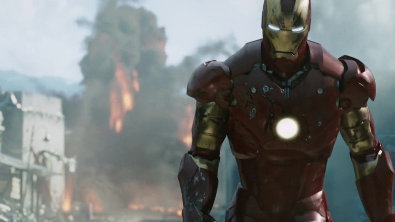 Iron Man walks from explosion