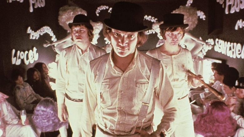 Malcolm McDowell, Warren Clarke, and James Marcus in A Clockwork Orange 