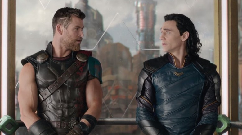 Thor and Loki in elevator