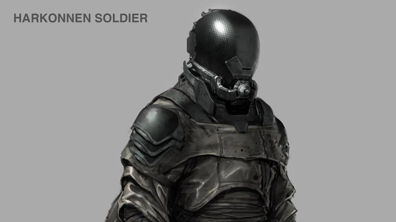Concept art of the Harkonnen soldier armor in Dune
