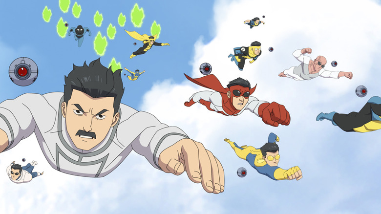 An army of marks invading the earth through portals in the invincible sky