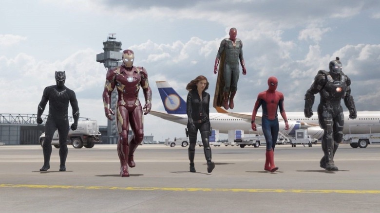 Team Iron Man ft. Black Panther, Black Widow, Vision, Spider-Man, and War Machine