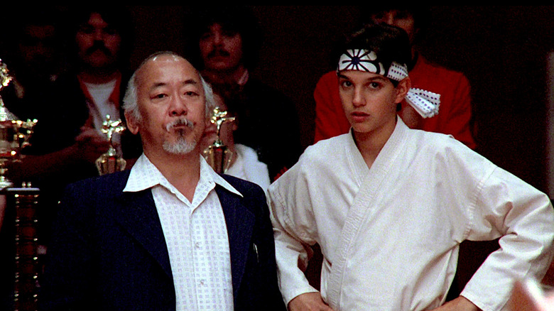 Mr. Miyagi and Daniel Larusso at the All-Valley tournament in The Karate Kid