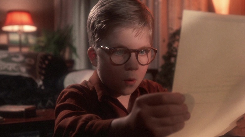 Ralphie solving the Orphan Annie puzzle in A Christmas Story