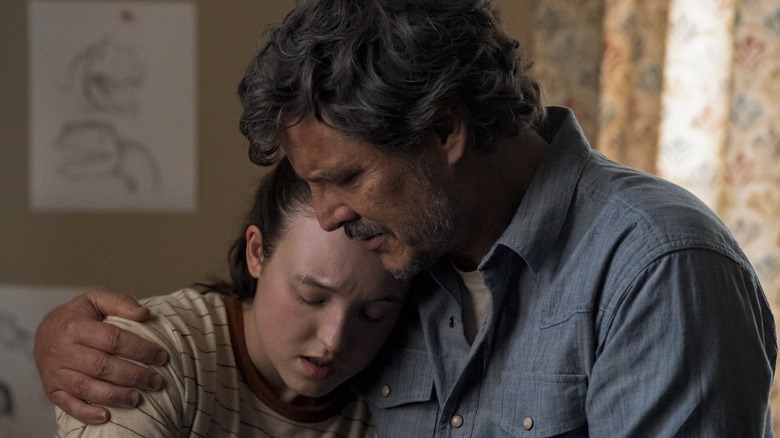 Bella Ramzi Eli and Pedro Pascal Joel embraced on the other