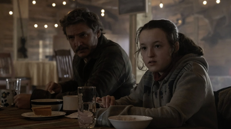 Pedro Pascal and Bella Ramsey in The Last of Us