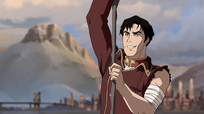 El general Iroh sonríe mientras cuelga de una cuerda en la leyenda de Korra