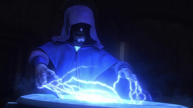 Star Wars: The Clone Wars - Palpatine using Sith Lightning to conjure illusion