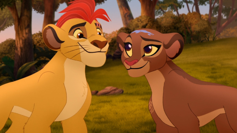 Kion and Rani look at each other while standing outside on The Lion Guard