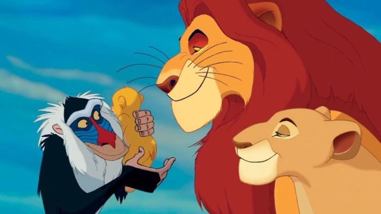 Rafiki, Simba, Mufasa, and Sarabi in The Lion King