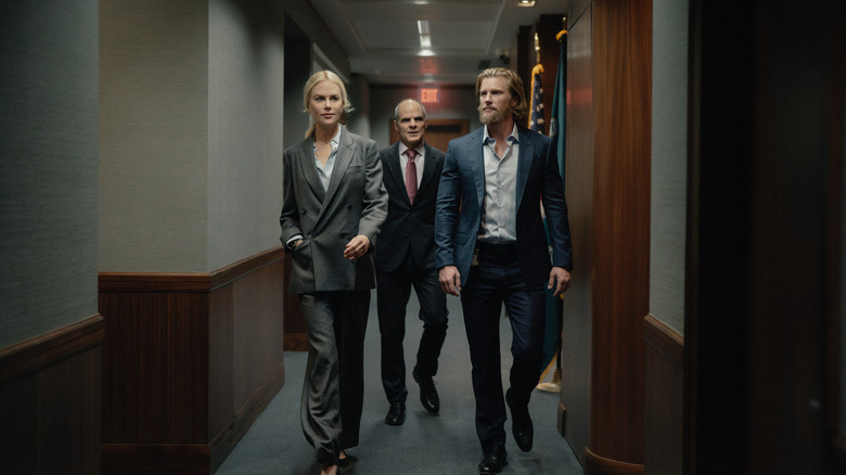 Nicole Kidman's Kaitlyn Meade, Michael Kelly's Byron Westfield, and Thad Luckinbill's Kyle McManus in Lioness