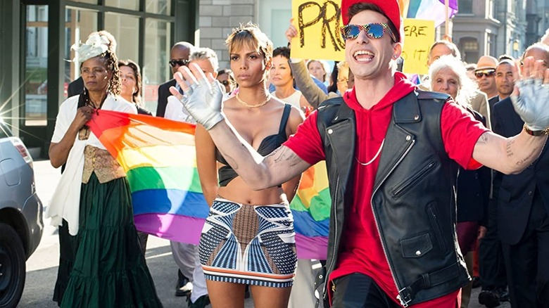 Andy Samberg in a pride parade in Pop Star