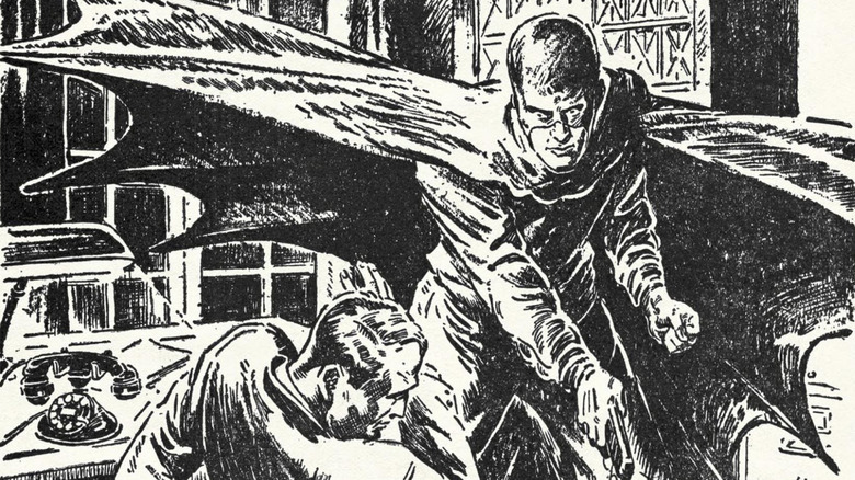 Kelelawar Hitam meninju penjahat dalam ilustrasi dari Detektif Buku Hitam volume 22 nomor 3