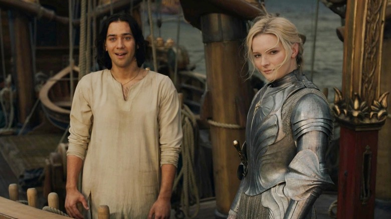 Maxim Baldry and Morfydd Clark in The Lord of the Rings: The Rings of Power