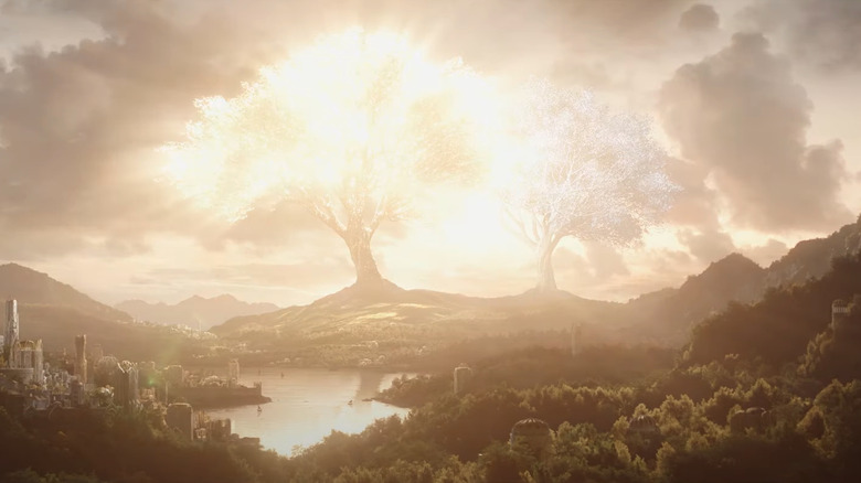 The Two Trees glowing bright in The Rings of Power