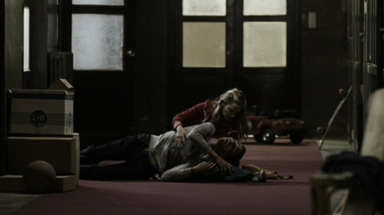 Jennifer Jason Leigh and Christian Bale in The Machinist