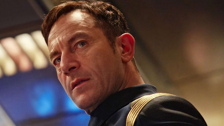 Captain Lorca (Jason Isaacs) looks intensely in Star Trek: Discovery