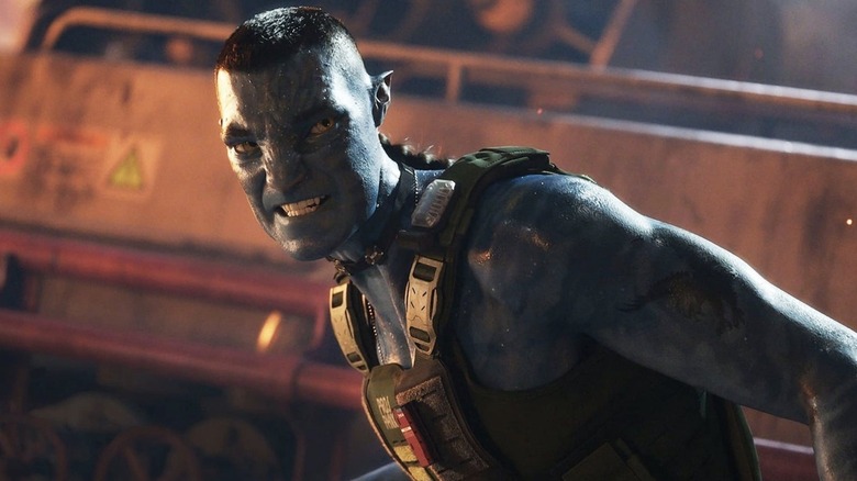 Miles Quaritch hisses in his avatar form in Avatar: The Way of Water