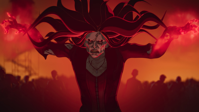 Zombie Wanda casting a magic spell in Marvel Zombies