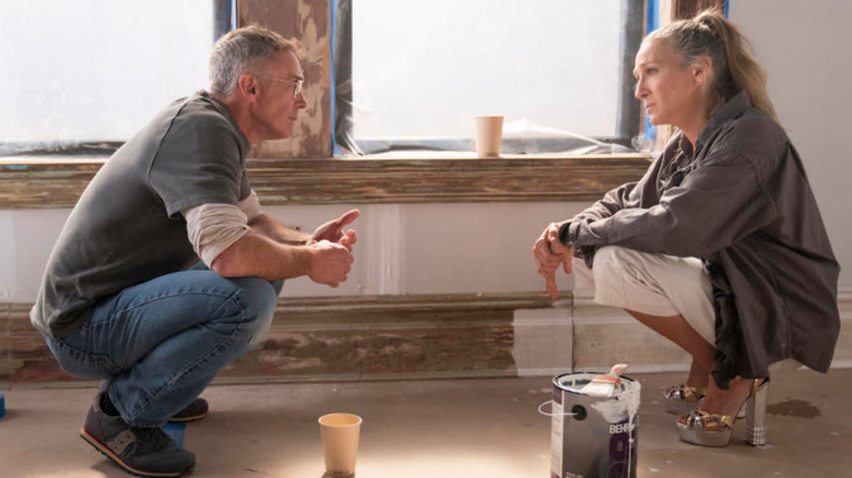 David Eisenberg and Sarah Jessica Parker kneeling