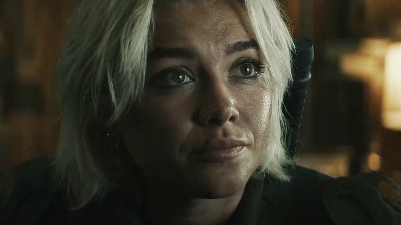 Florence Pugh's Yelena Belova looks across frame in Thunderbolts