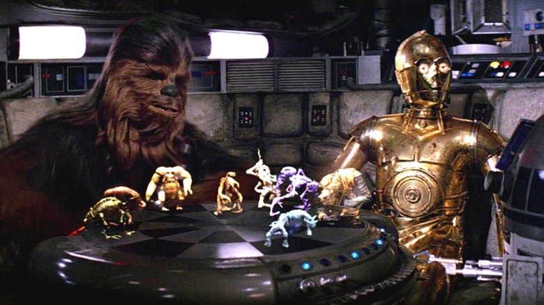 Chewbacca and R2D2 playing Dejarik in Star Wars