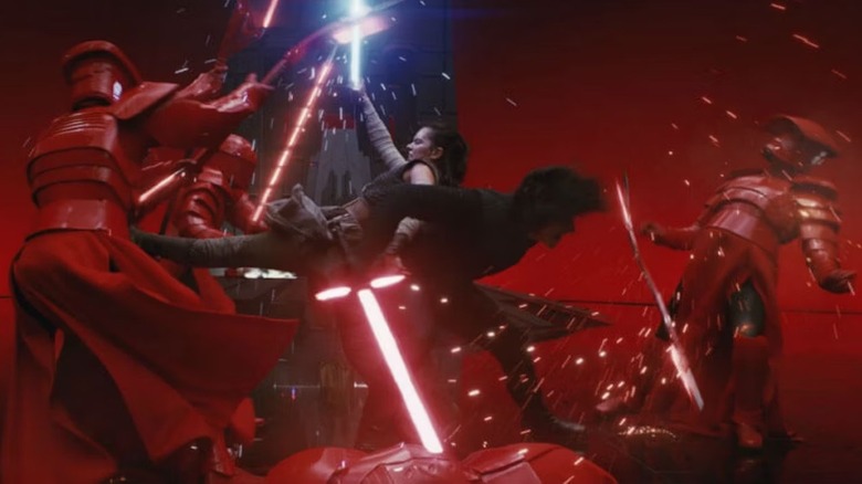 Rey and Ben fight the Praetorian Guard
