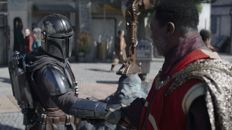 Mando and Greef Karga in The Mandalorian season 3