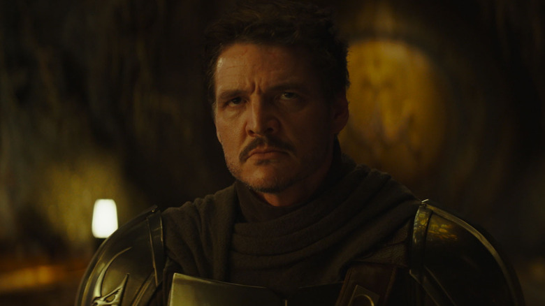 Pedro Pascal as Din Djarin with his helmet off in The Mandalorian and Grogu