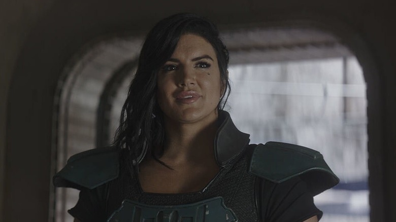 Gina Carano as Cara Dune standing in an entryway in The Mandalorian