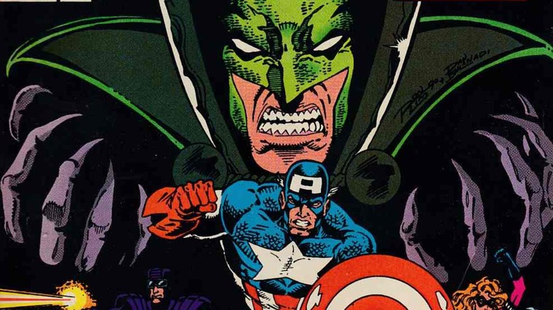 King Cobra ominously portrayed behind Captain America in Marvel Comics cover