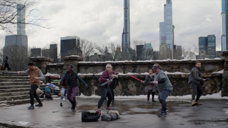 LARPers in the park practicing their moves