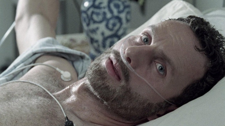 Rick lying in a hospital bed in The Walking Dead